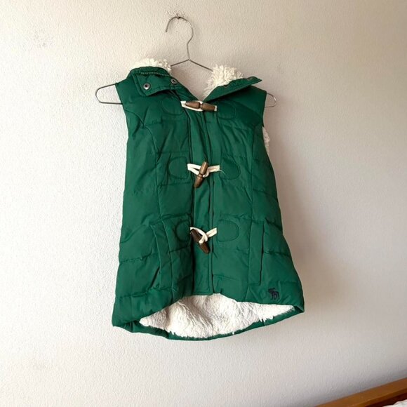 Abercrombie and Fitch Green Puffer Vest Jacket Women's Large - Picture 2 of 5